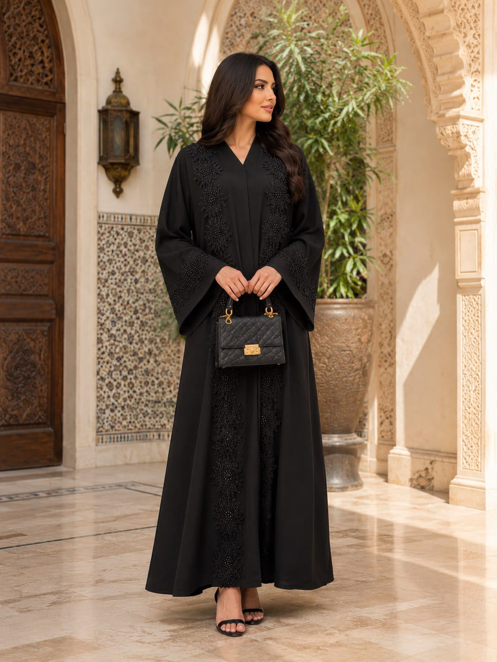 ABAYA FLOWER DESIGN LACE
