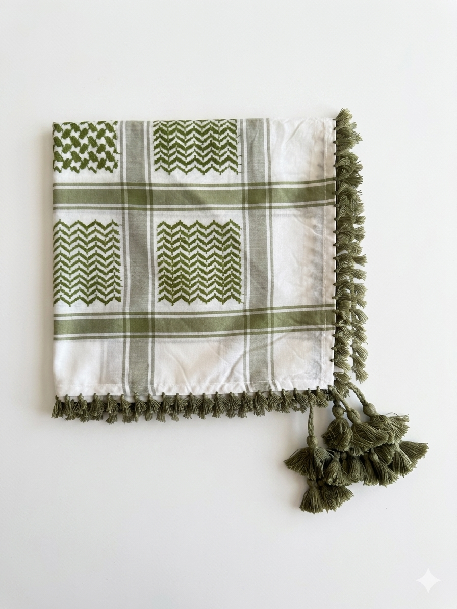Dark Green & white Kufiya