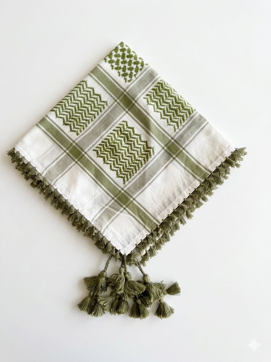 Dark Green & white Kufiya