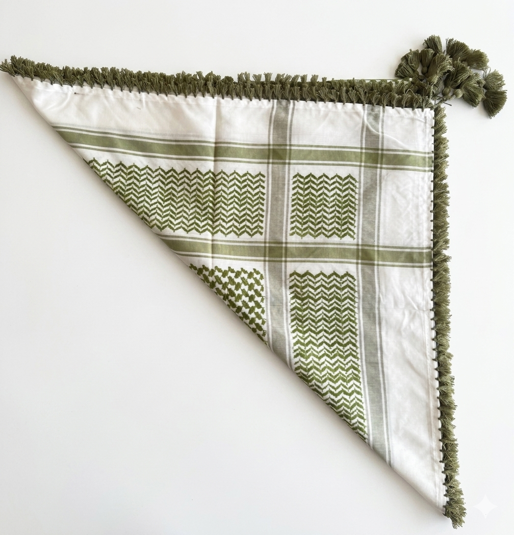Dark Green & white Kufiya