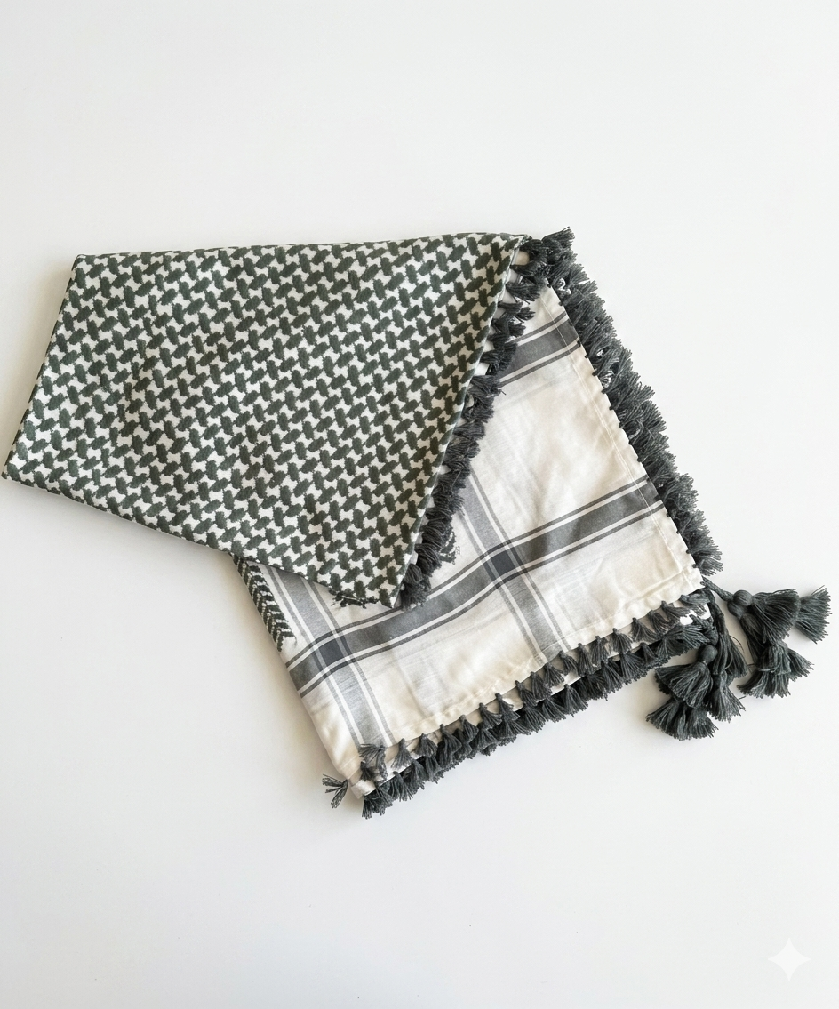 Grey & White Kufiya