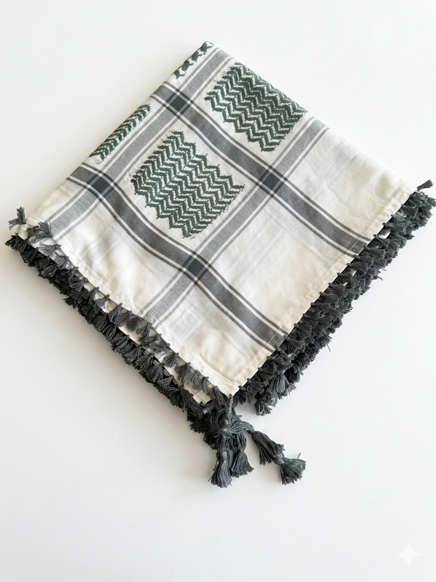 Grey & White Kufiya