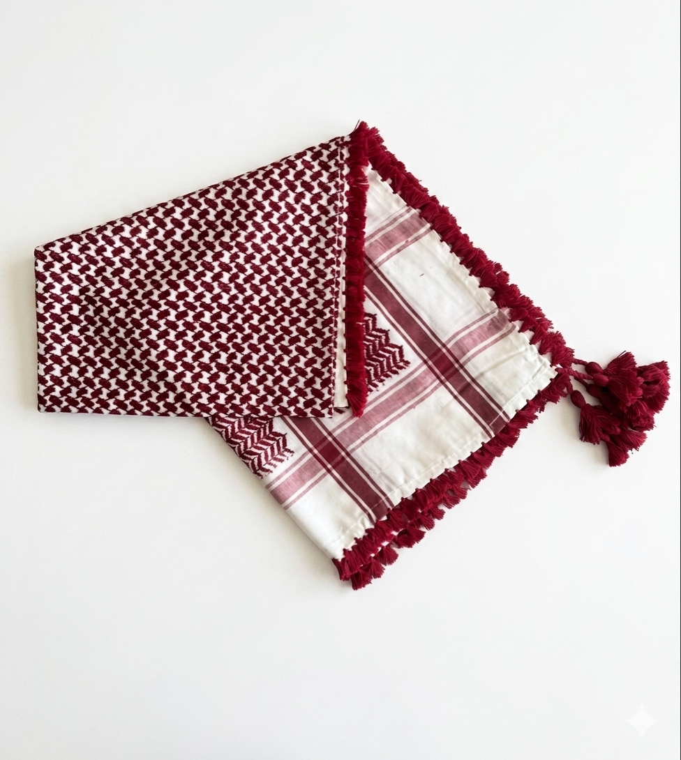 Dark Red & White Kufiya