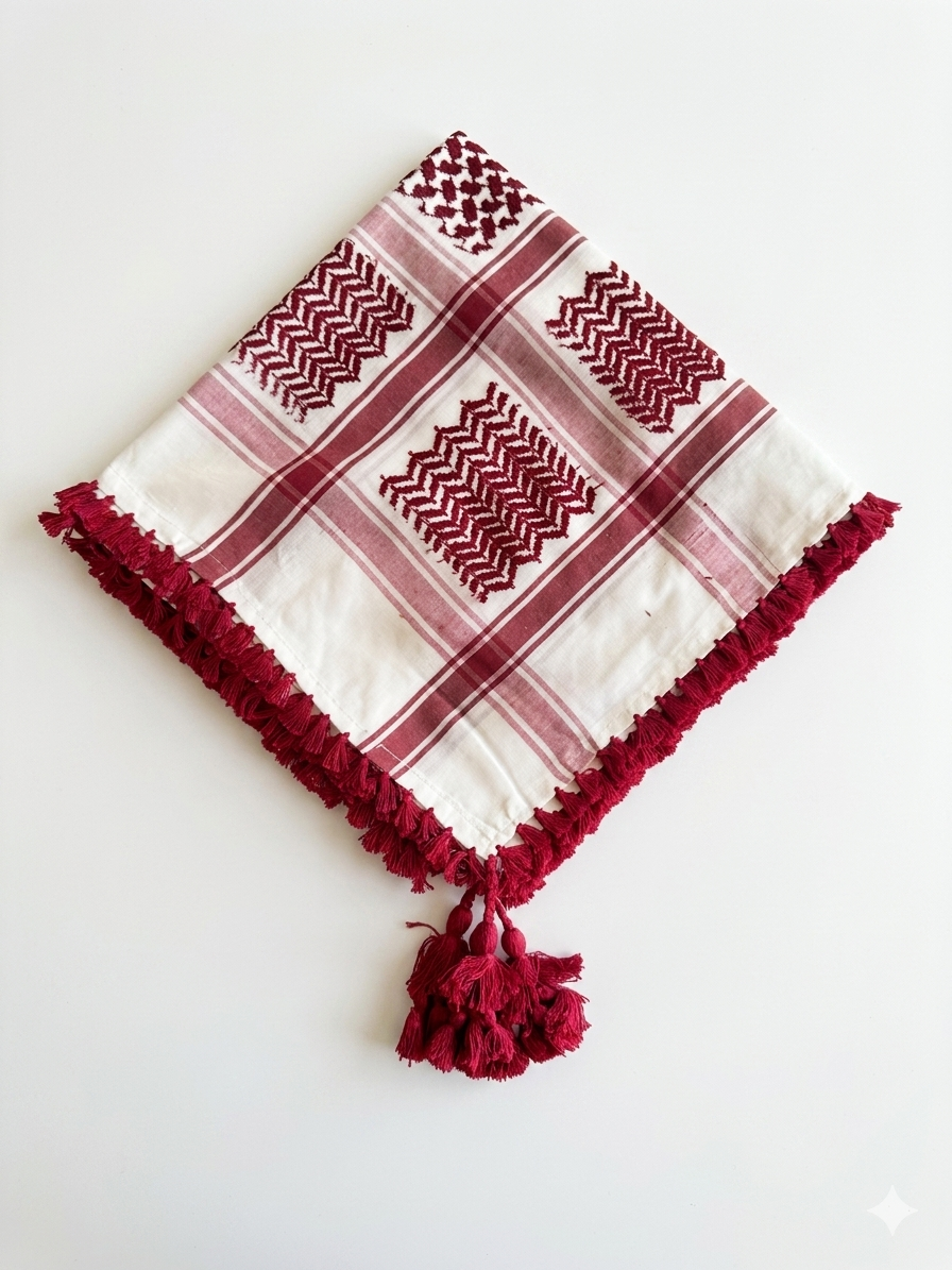 Dark Red & White Kufiya