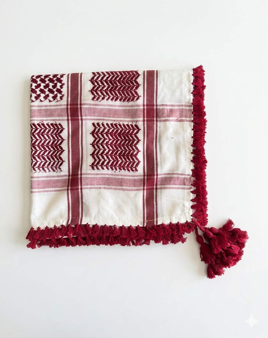 Dark Red & White Kufiya