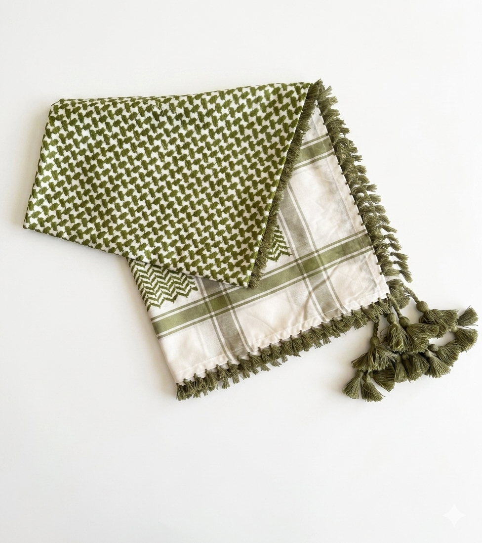 Dark Green & white Kufiya